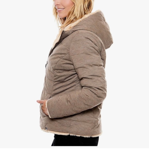 Be Boundless Women’s Water Resistant Faux Fur Jacket Knit Reversible Medium - Picture 3 of 11